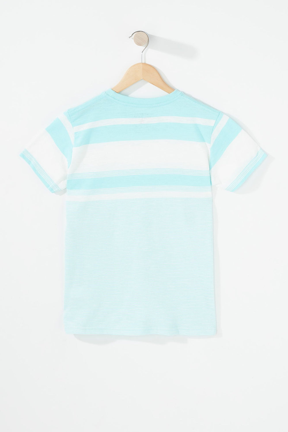 Kids T-shirt rayé à encolure dégagée pour garçon Turquoise