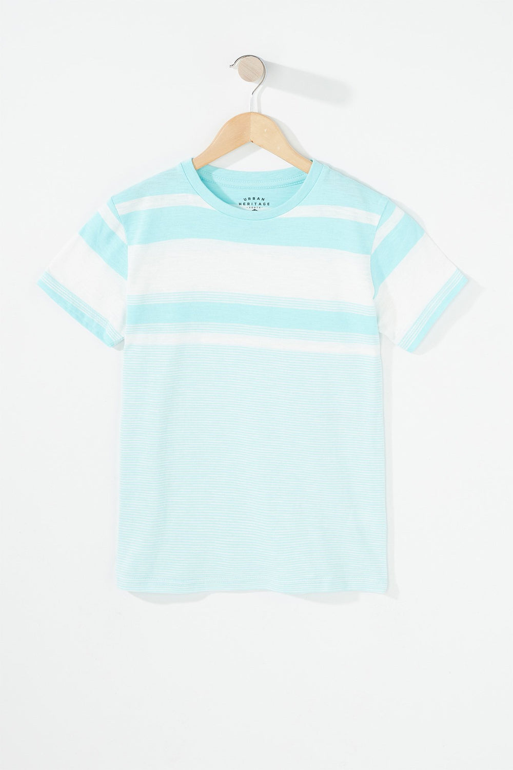 Kids T-shirt rayé à encolure dégagée pour garçon Turquoise