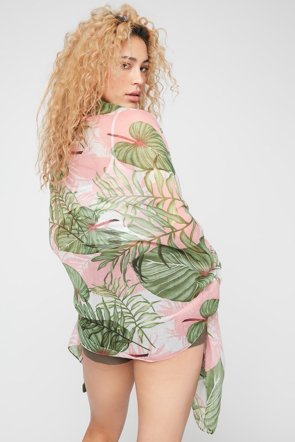 Women Écharpe à motif tropical avec pampilles Varié