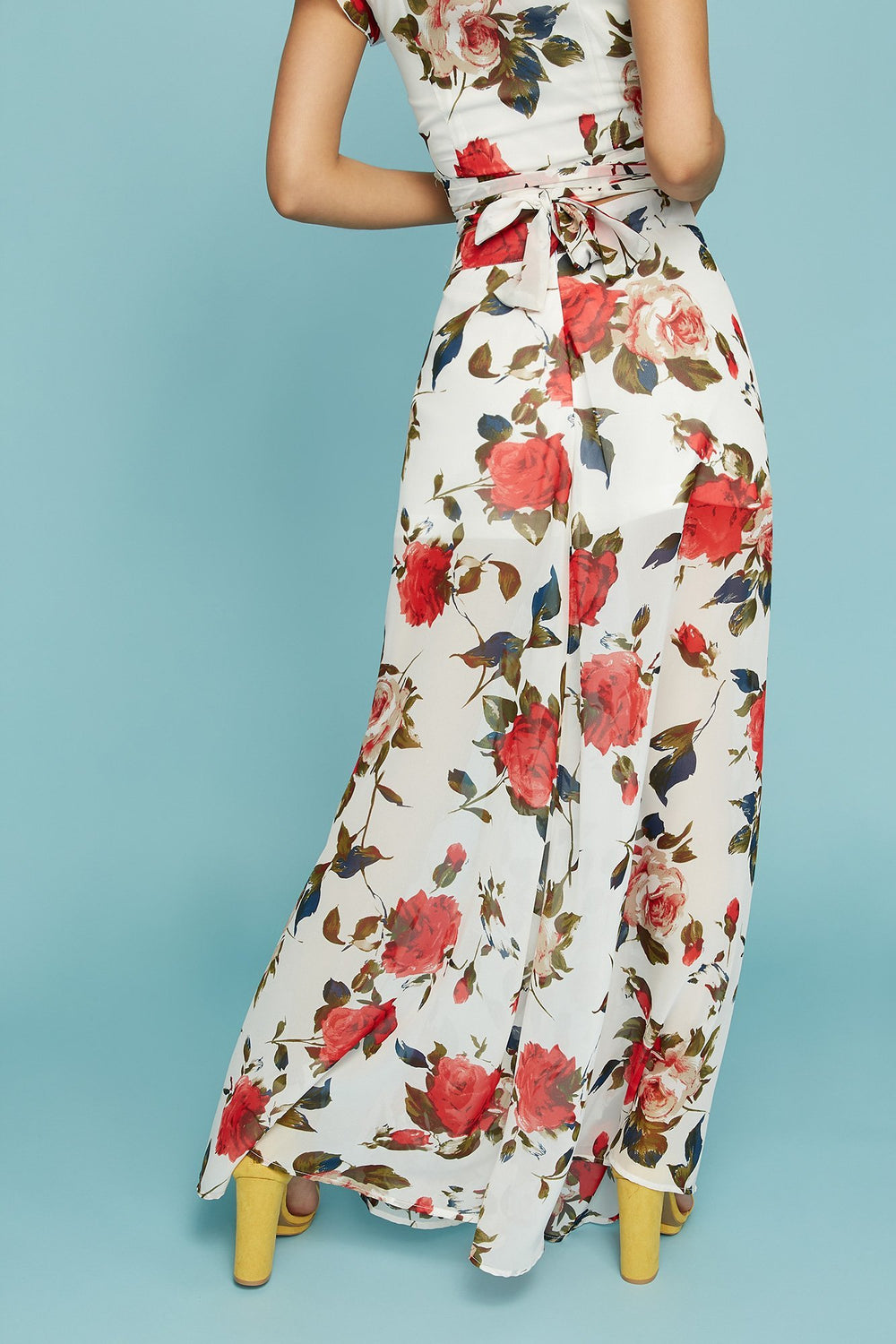 Women Jupe maxi fleurie en filet à taille haute Varié