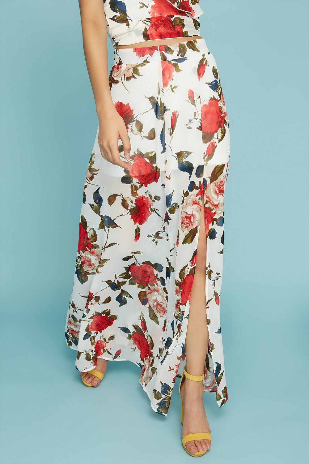 Women Jupe maxi fleurie en filet à taille haute Varié