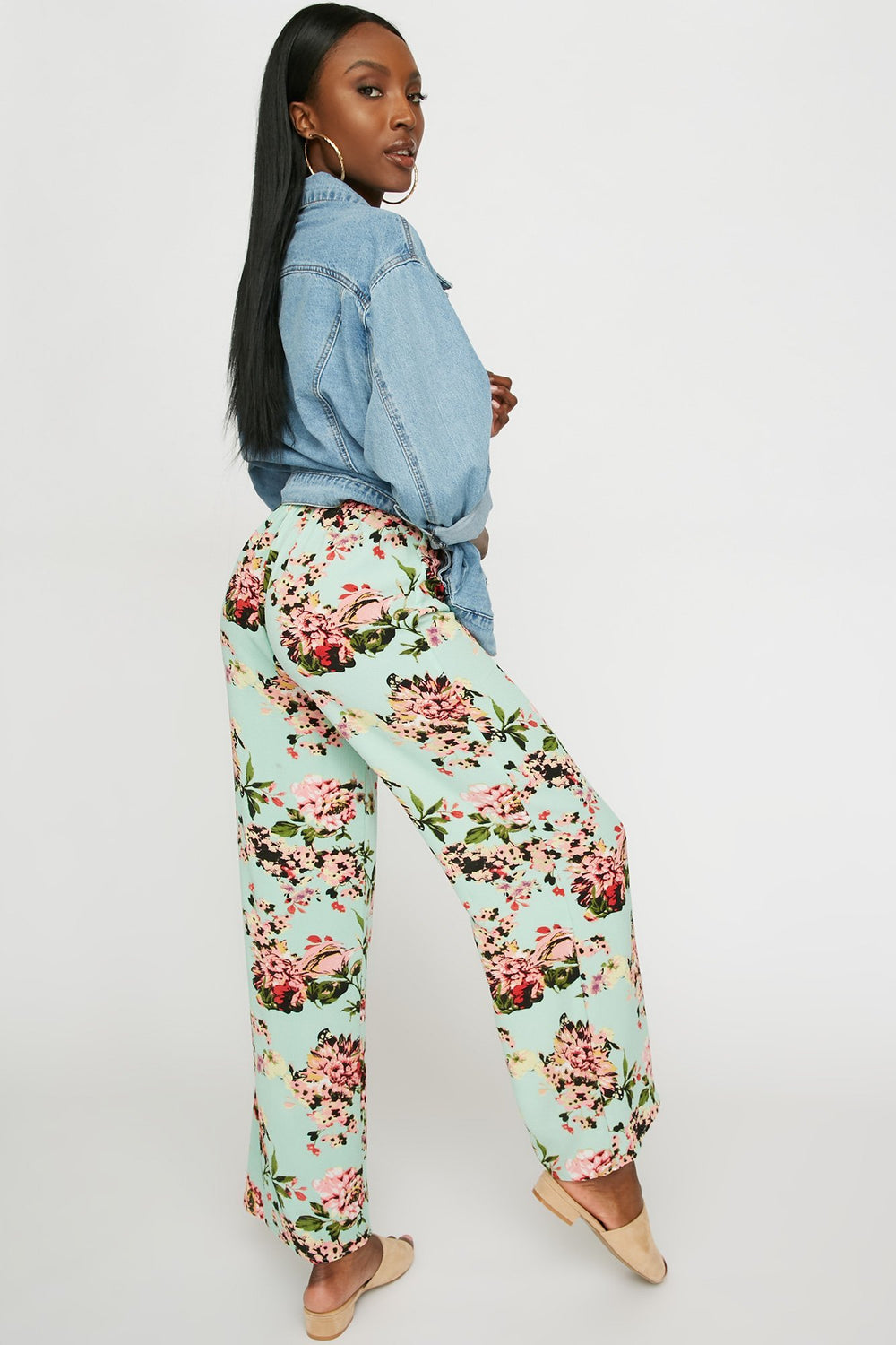 Women Pantalon-jupe fleuri à taille haute Varié