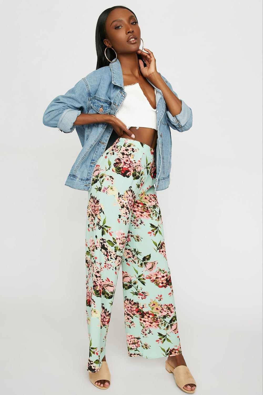 Women Pantalon-jupe fleuri à taille haute Varié