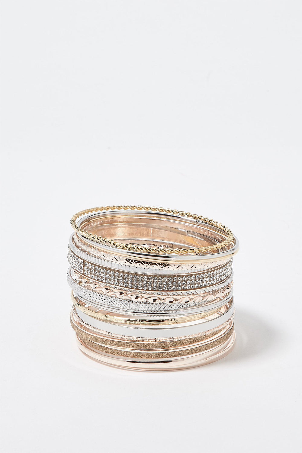 Women Ensemble de bracelets métallisés scintillants avec pierres du Rhin (18 unités) Varié