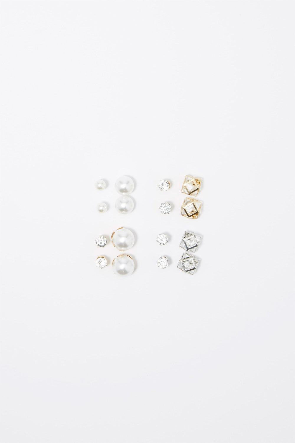 Women Ensemble de clous d'oreilles géométriques avec perles (4 paires) Varié