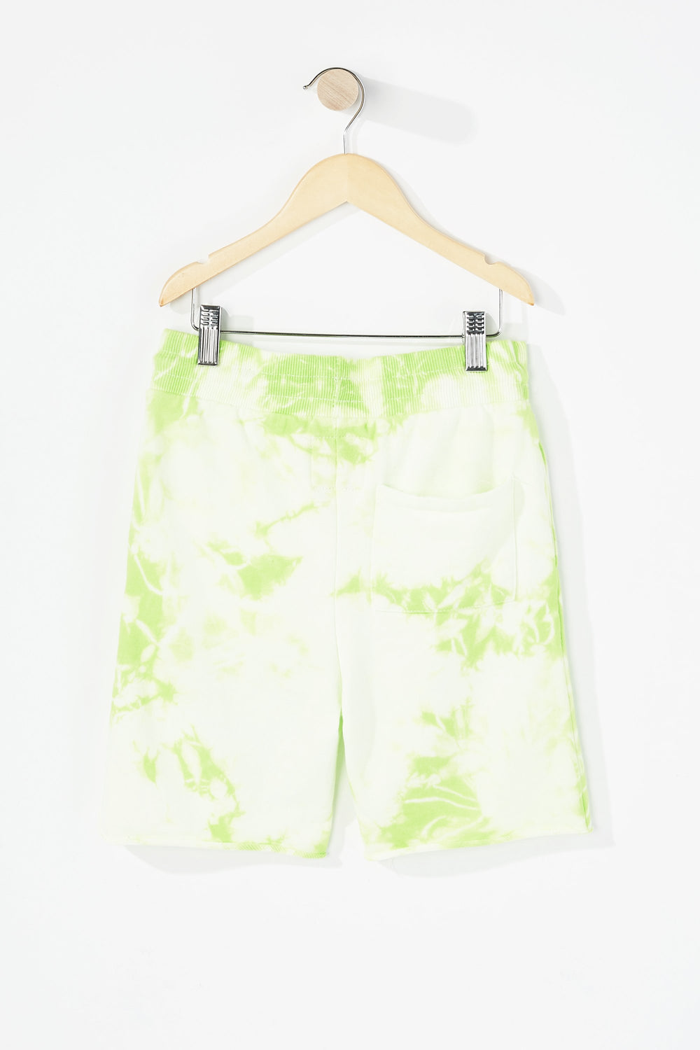 Kids Short en molleton teint par espacement à taille coulissante pour garçon Vert fluo