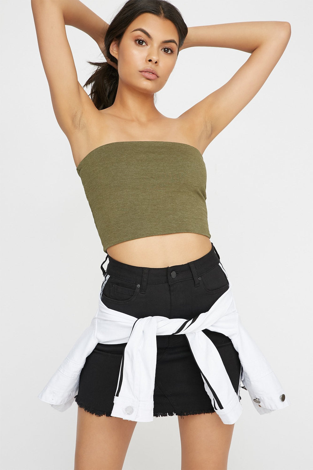 Women Bustier tubulaire coloré de base Vert foncé