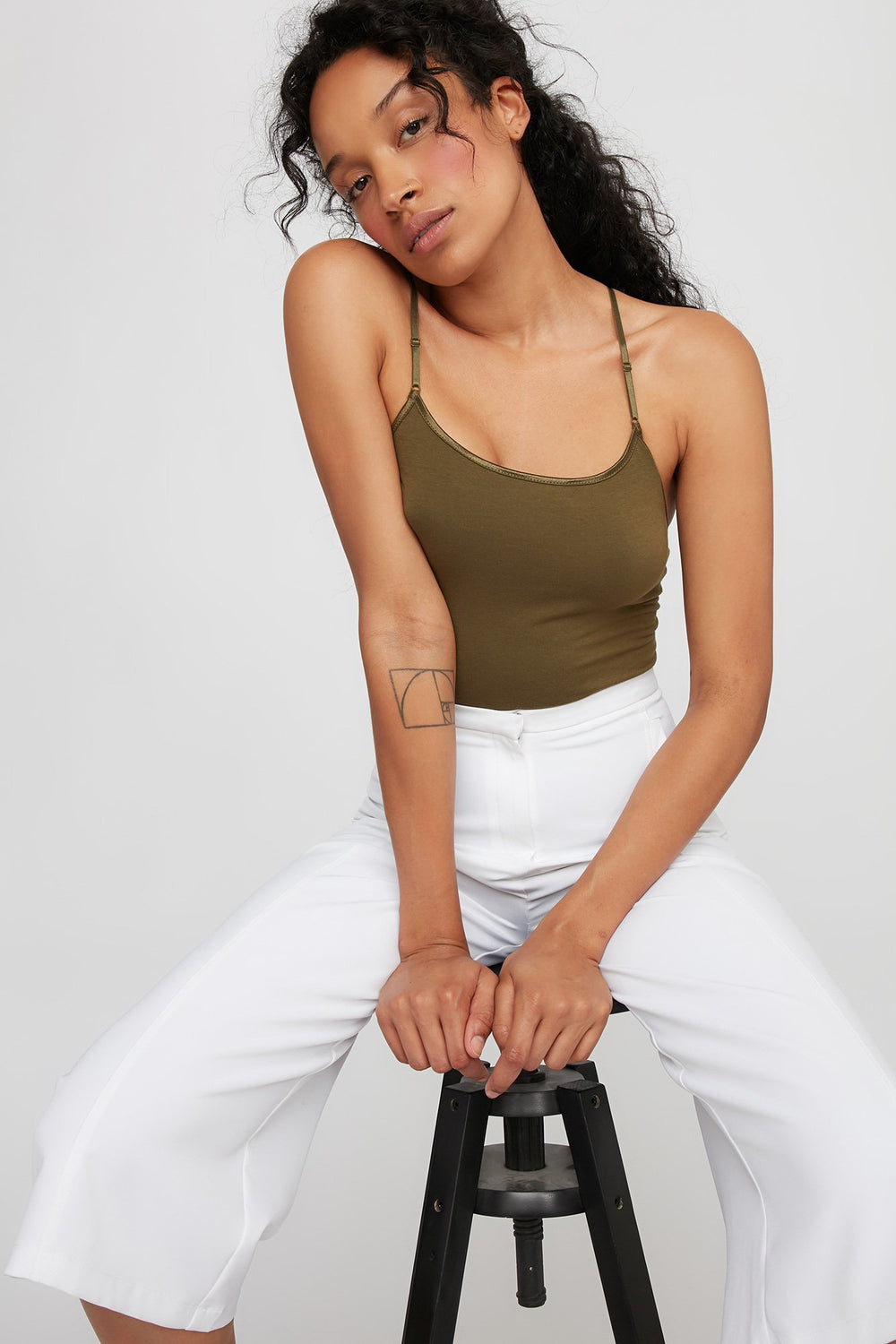 Women Camisole longue de base Vert foncé