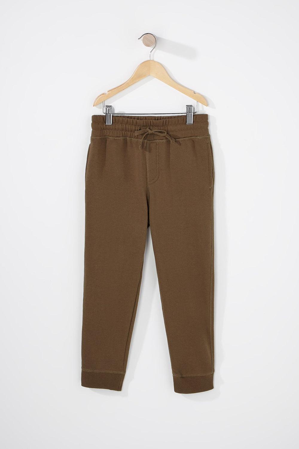 Kids Pantalon de jogging en molleton à taille coulissante pour garçon Vert foncé