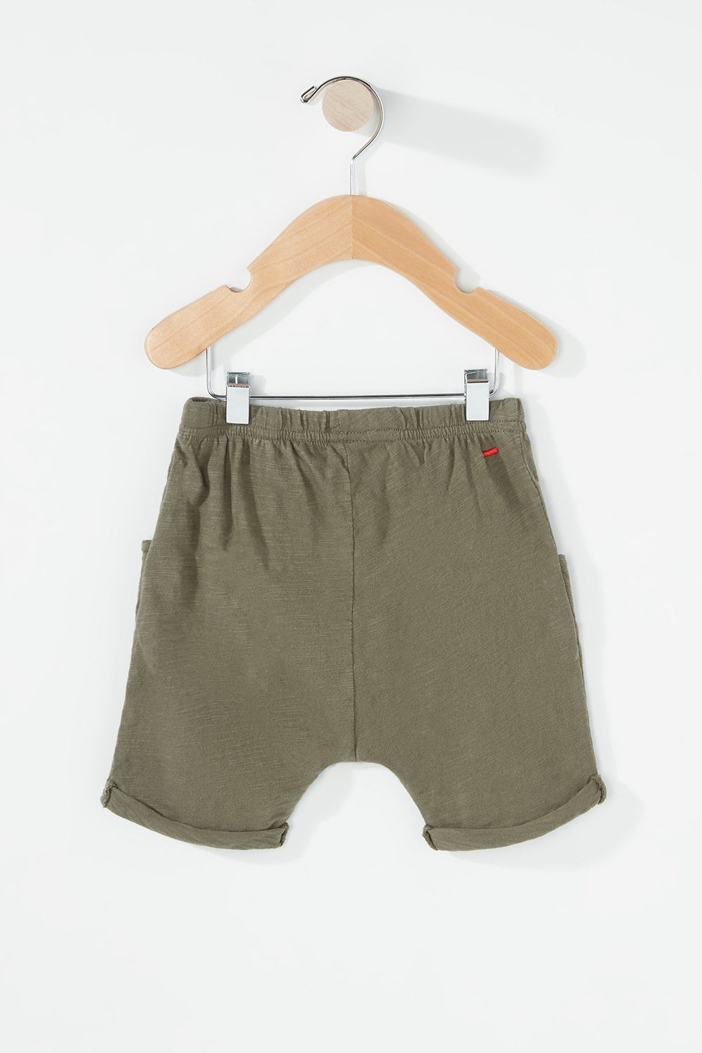 Kids Short de jogging d'aspect usé à revers roulés et taille coulissante pour bébé garçon Vert foncé