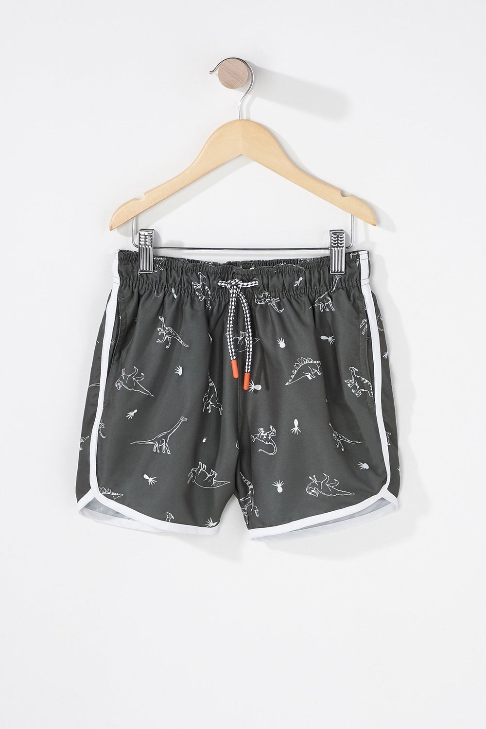 Kids Short de surfeur à imprimé de dinosaure et taille coulissante pour garçon Vert foncé