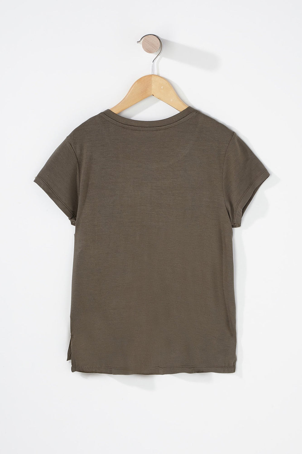 Kids T-shirt de base asymétrique avec poche à encolure arrondie pour fille Vert foncé