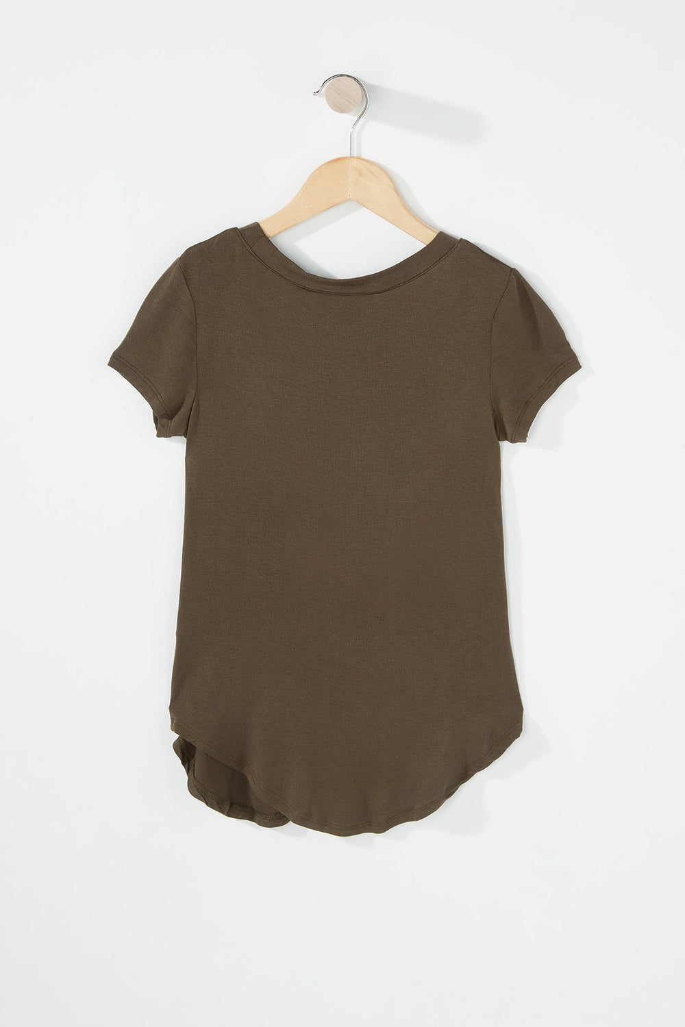 Kids T-shirt léger imprimé à ourlet arrondi pour fille Vert foncé