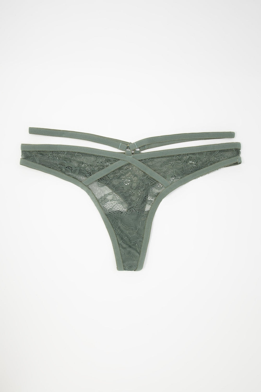 Women Tanga en dentelle à motif de cage Vert
