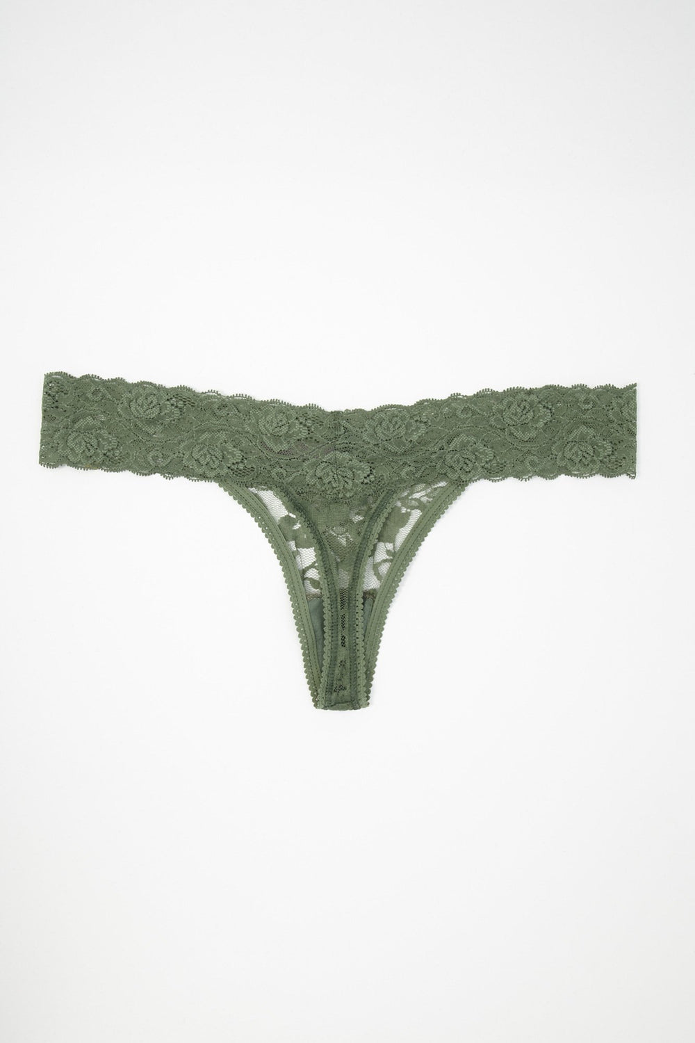 Women Tanga en dentelle fleurie Vert