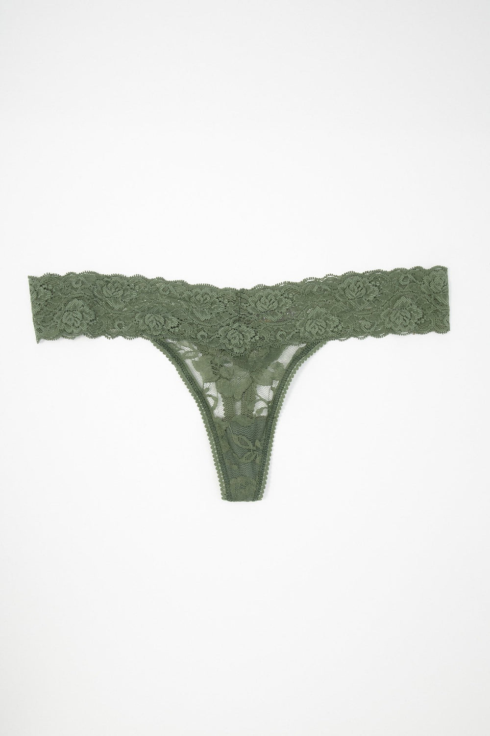 Women Tanga en dentelle fleurie Vert