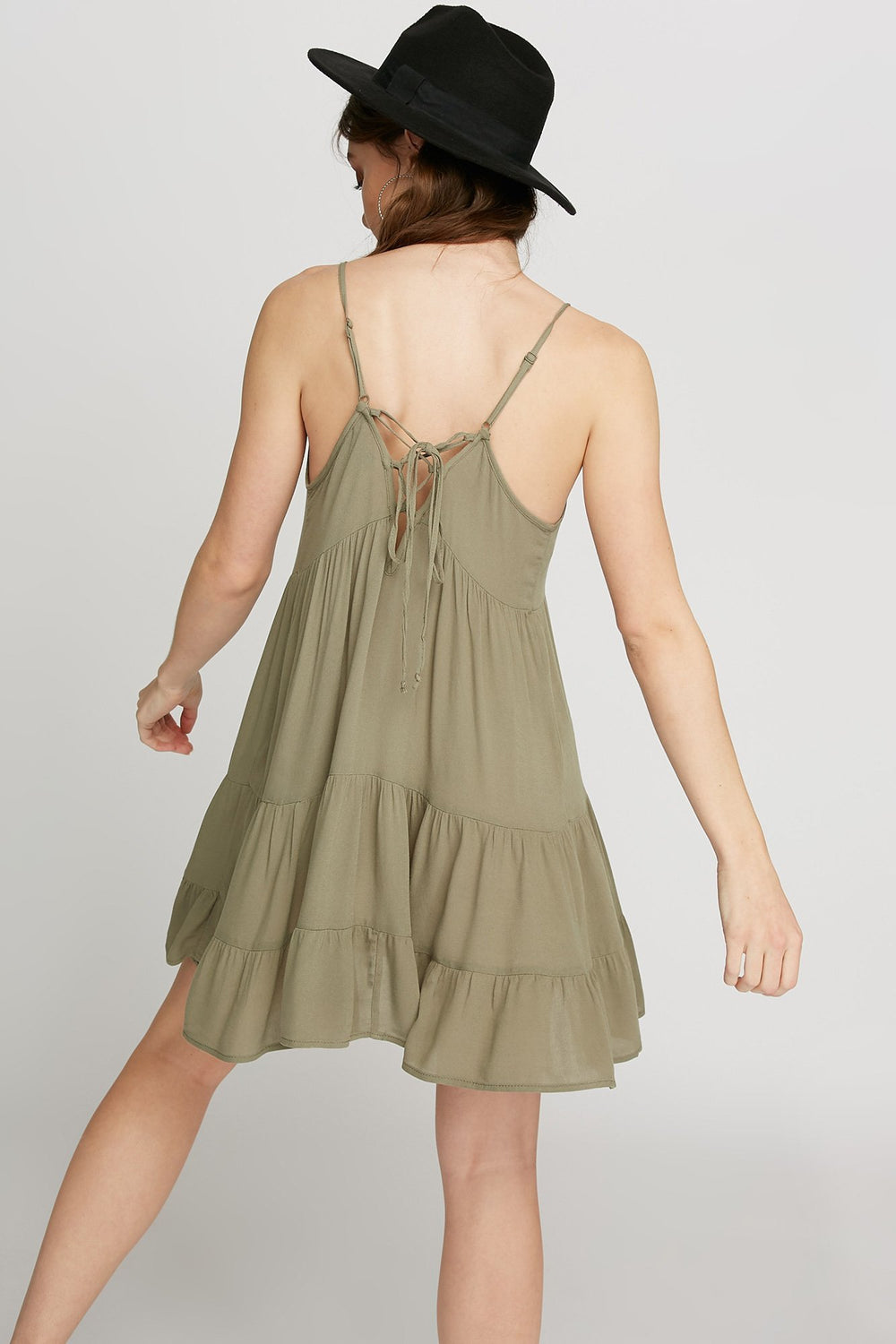 Women Minirobe à basque lacée au dos Vert