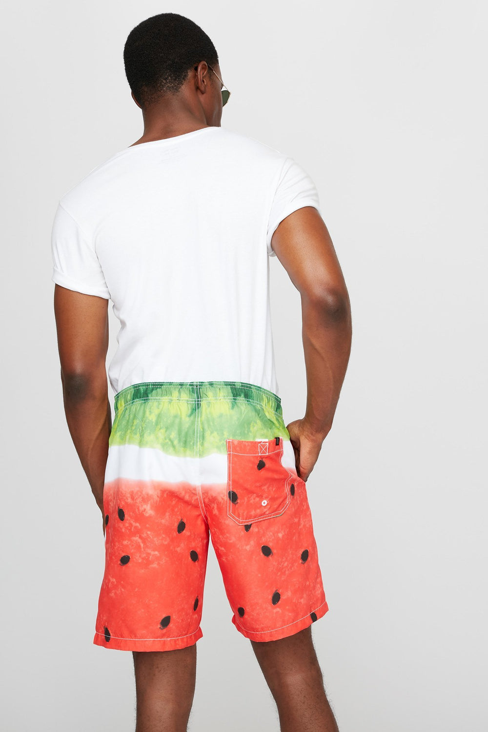 Men Short hybride mince imprimé à taille coulissante Vert