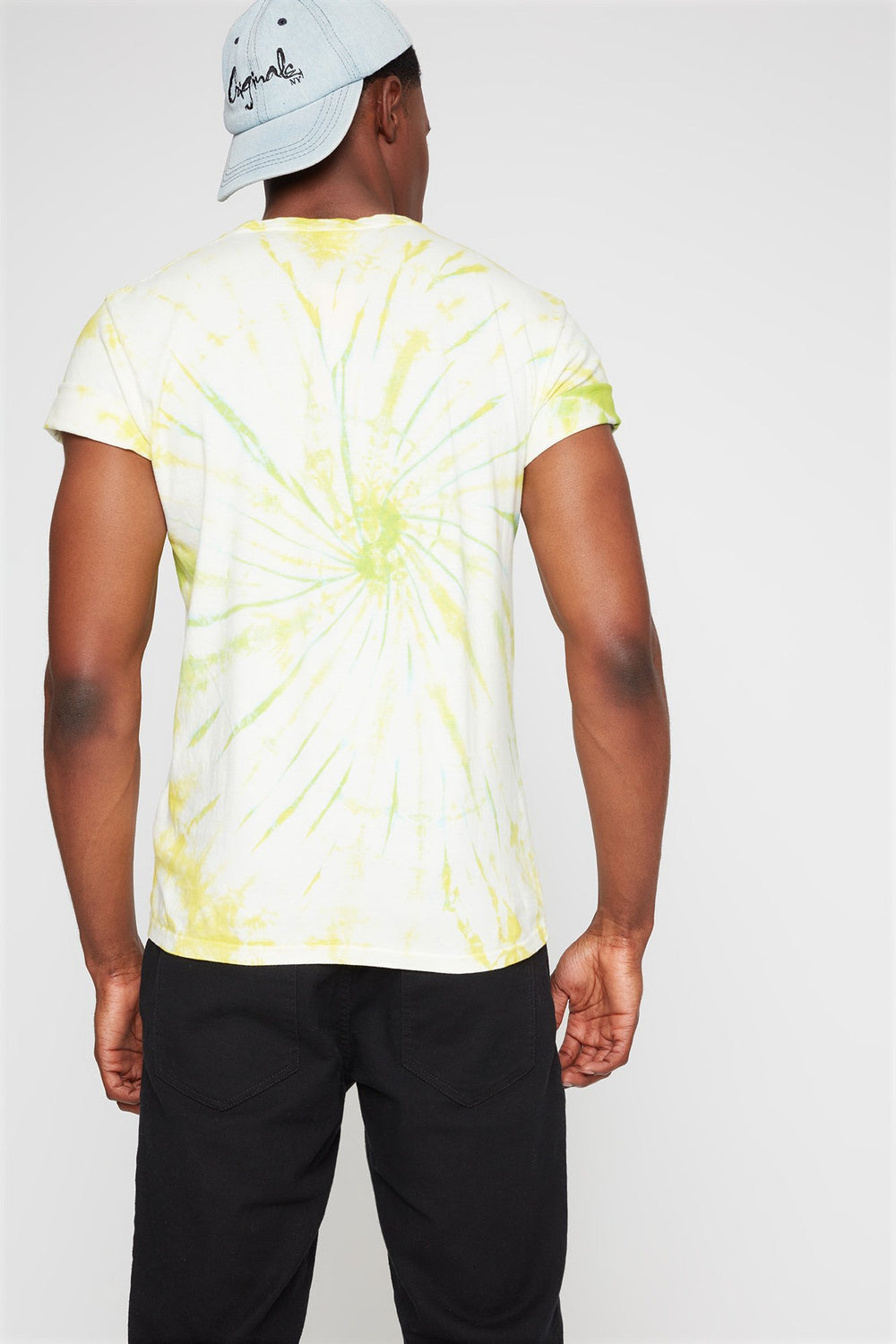 Men T-shirt teint par espacements avec tourbillon vert Vert