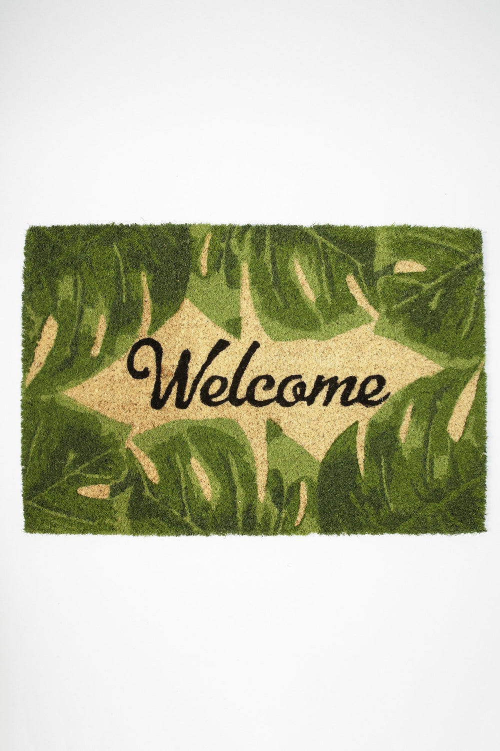 Women Tapis extérieur à motif tropical et imprimé Welcome Vert