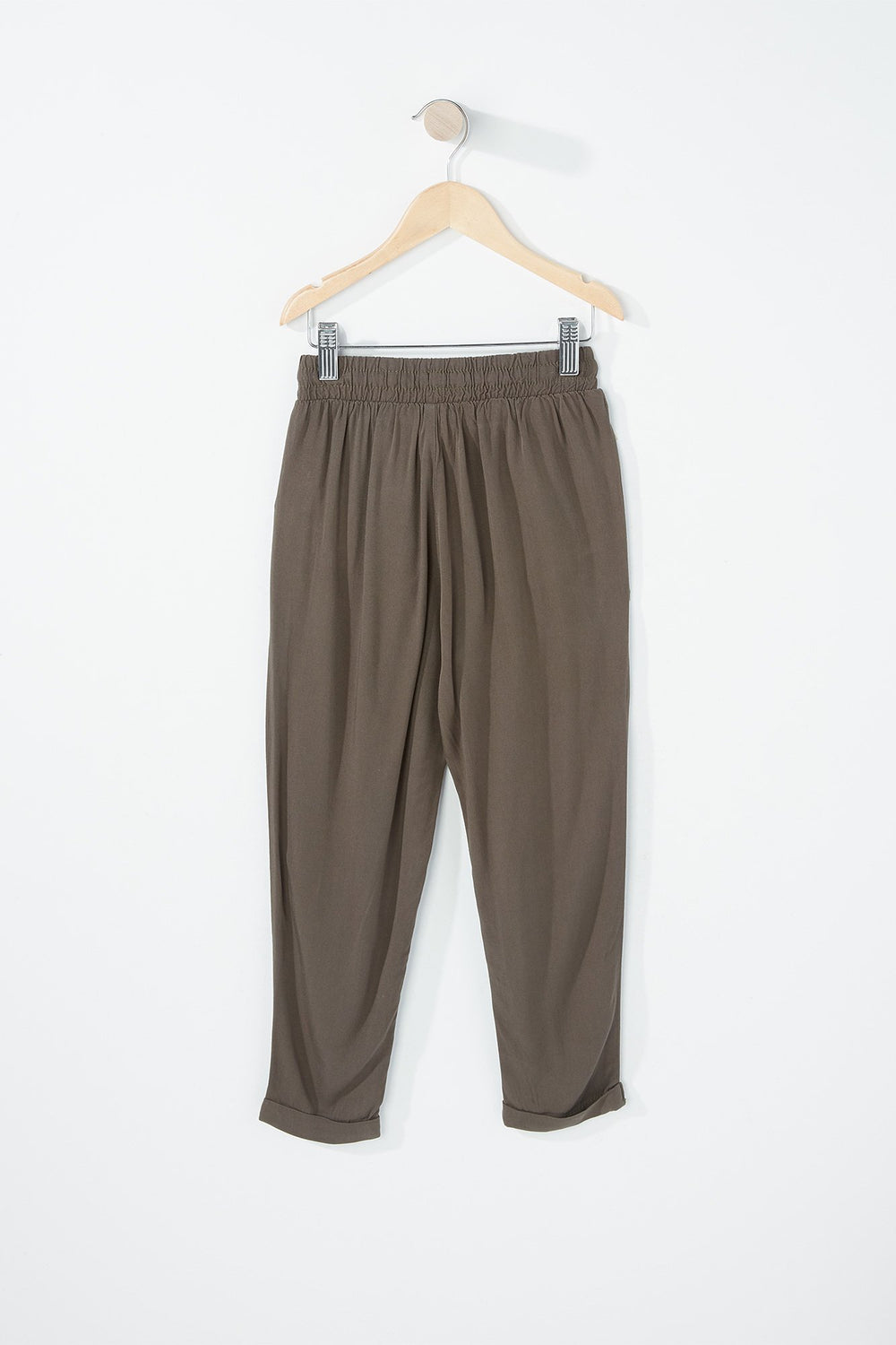 Kids Pantalon léger imprimé à taille coulissante et revers roulés pour fille Vert
