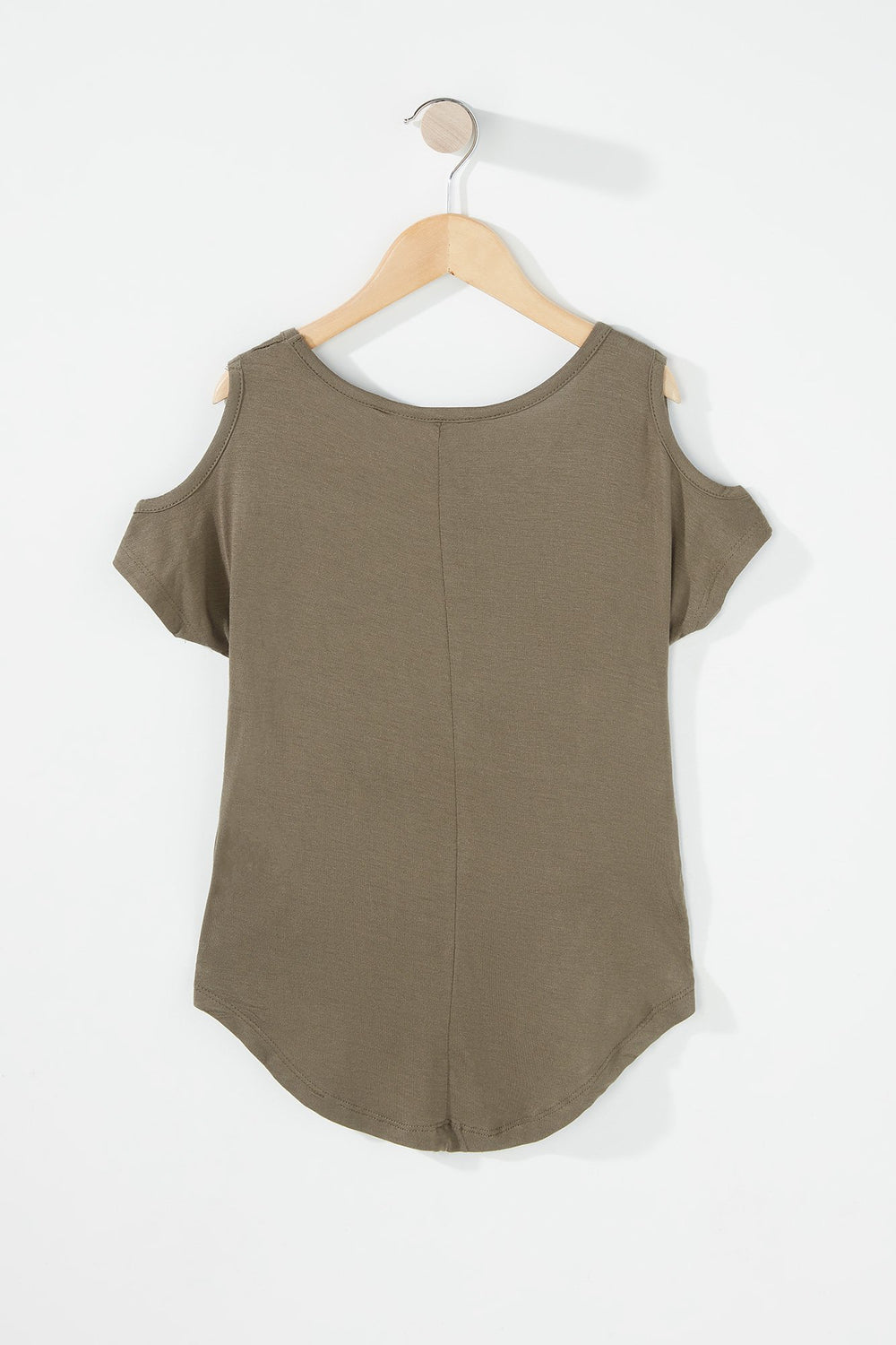 Kids T-shirt à ourlet arrondi et épaules dénudées pour fille Vert