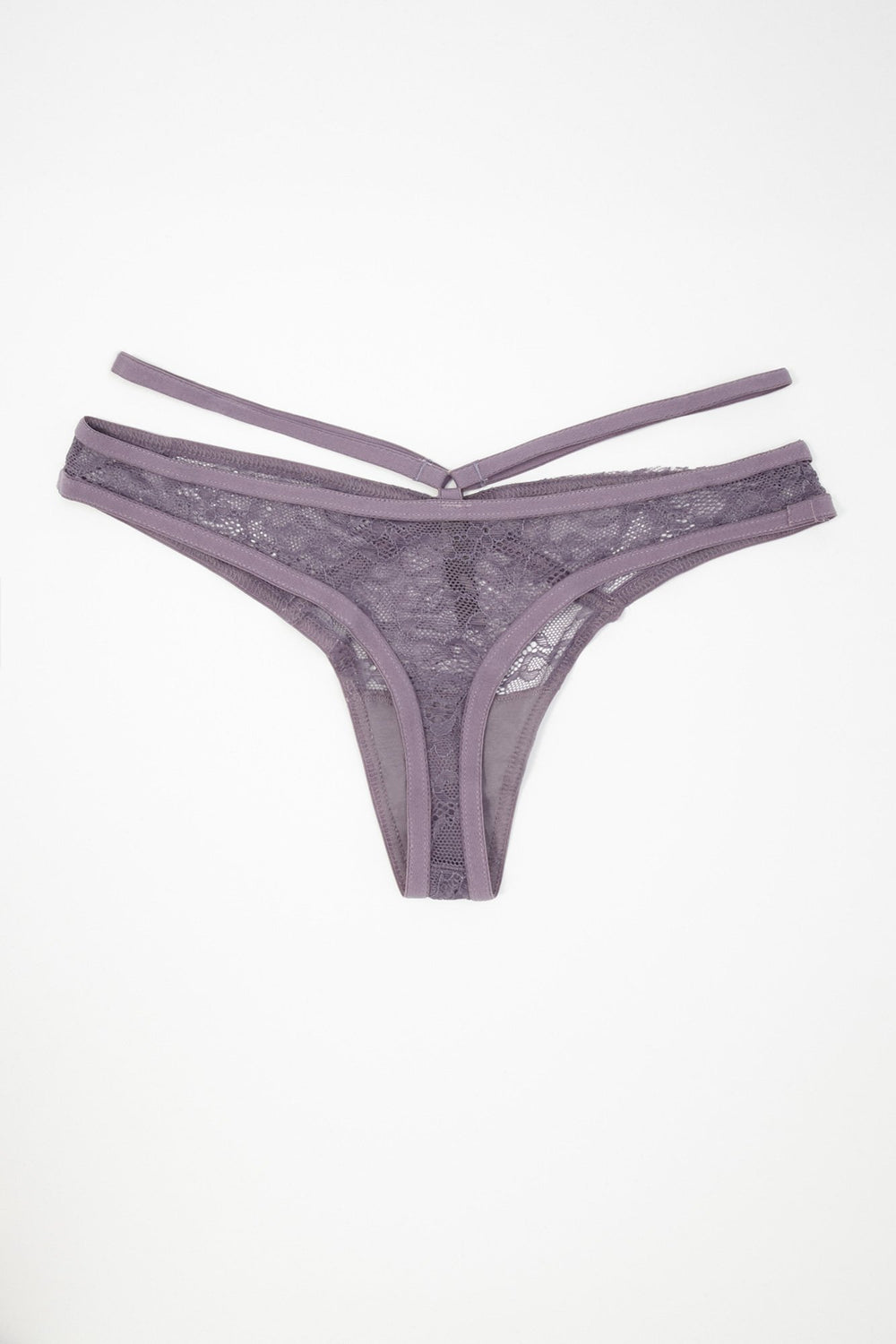 Women Tanga en dentelle à motif de cage Violet