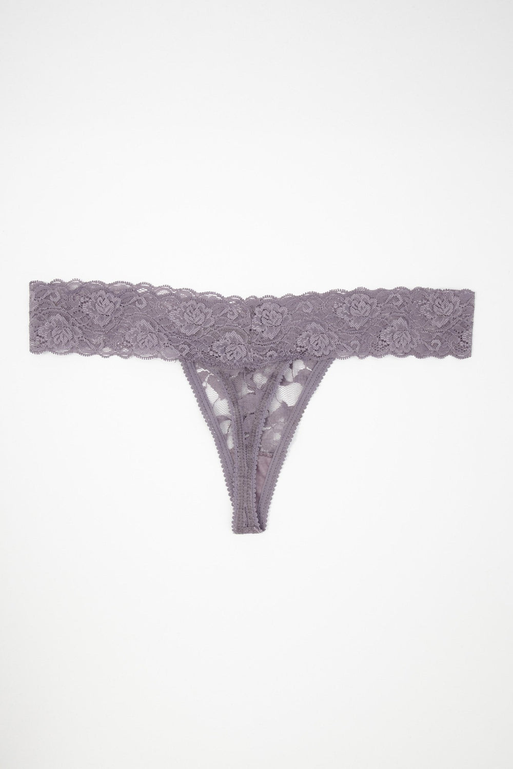 Women Tanga en dentelle fleurie Violet