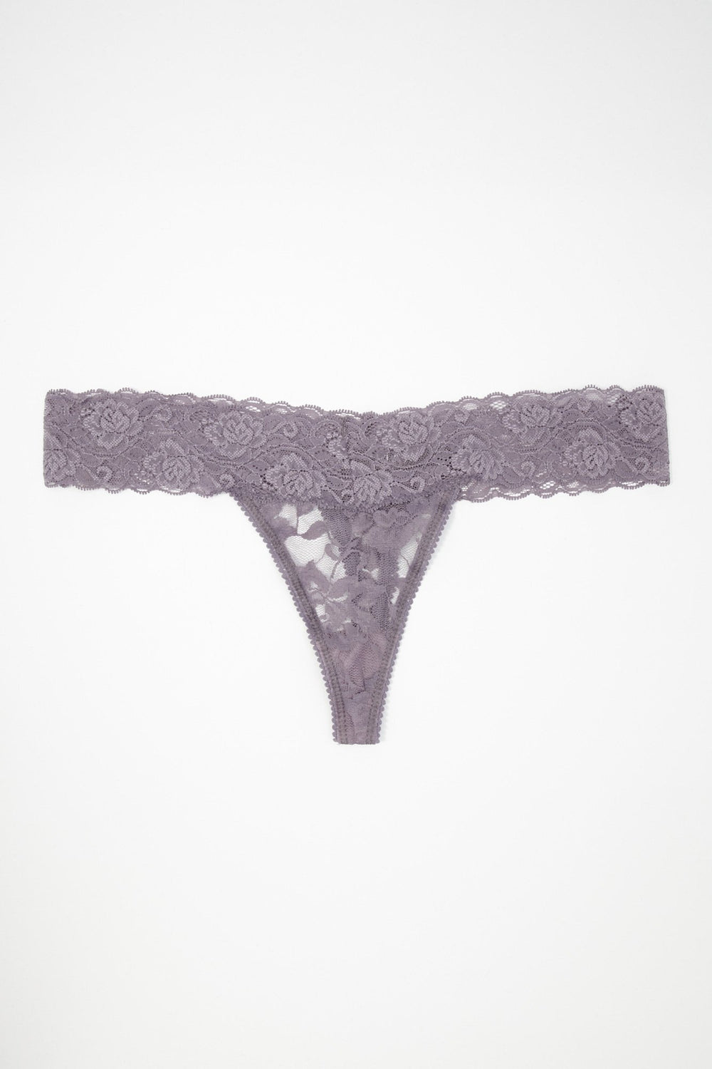 Women Tanga en dentelle fleurie Violet
