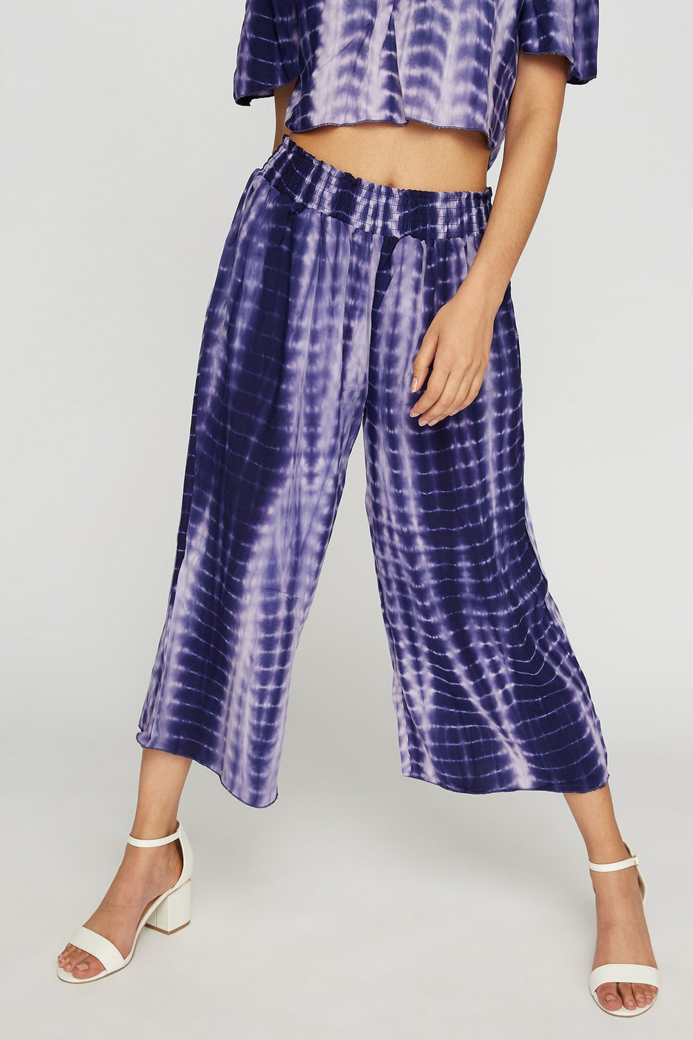 Women Jupe-culotte smockée teinte par espacements Violet