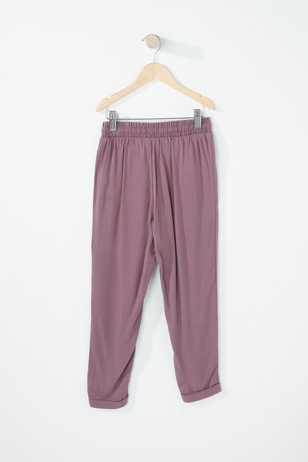 Kids Pantalon léger imprimé à taille coulissante et revers roulés pour fille Violet