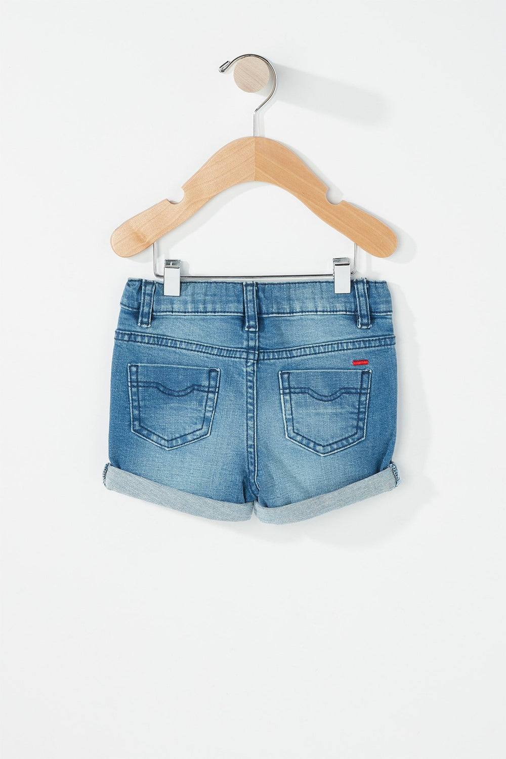 Kids Short en denim d'aspect usé à revers roulés pour bébé garçon Violet