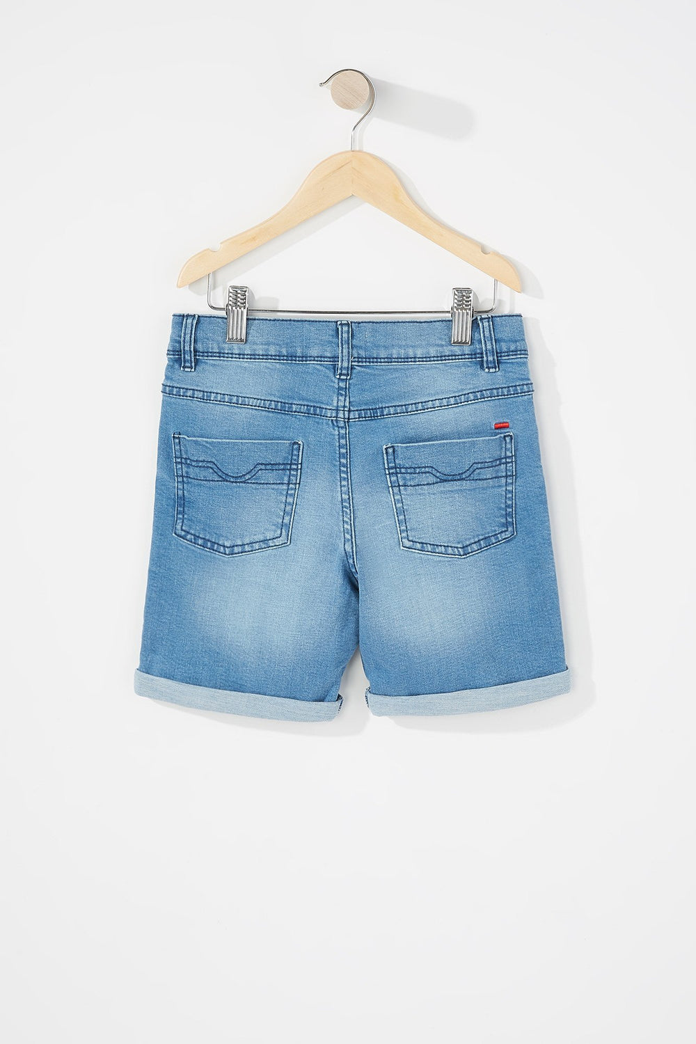 Kids Short en denim d'aspect usé à revers roulés pour bébé garçon Violet