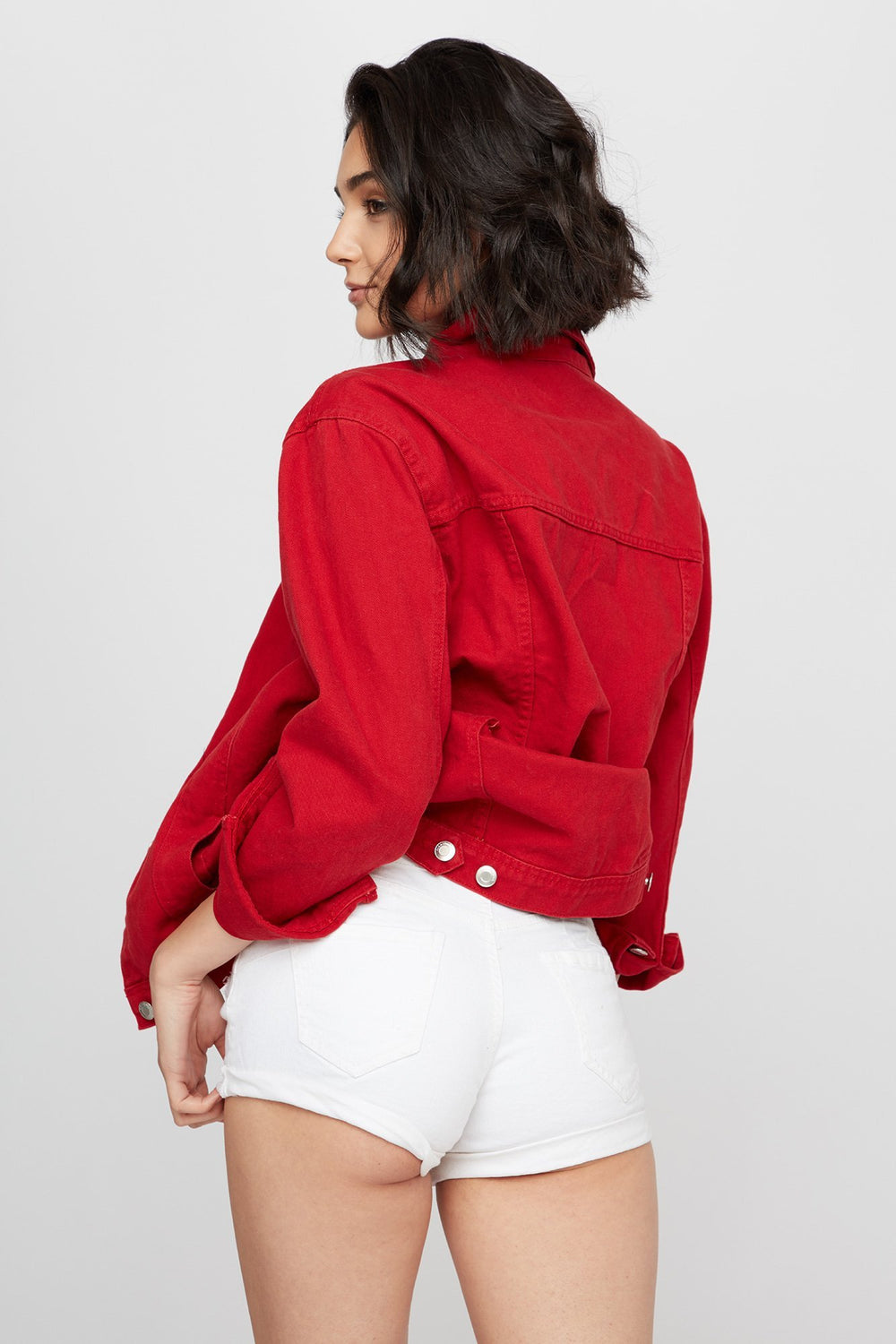 Women 3-Tier Distressed Roll-Up Denim Short White