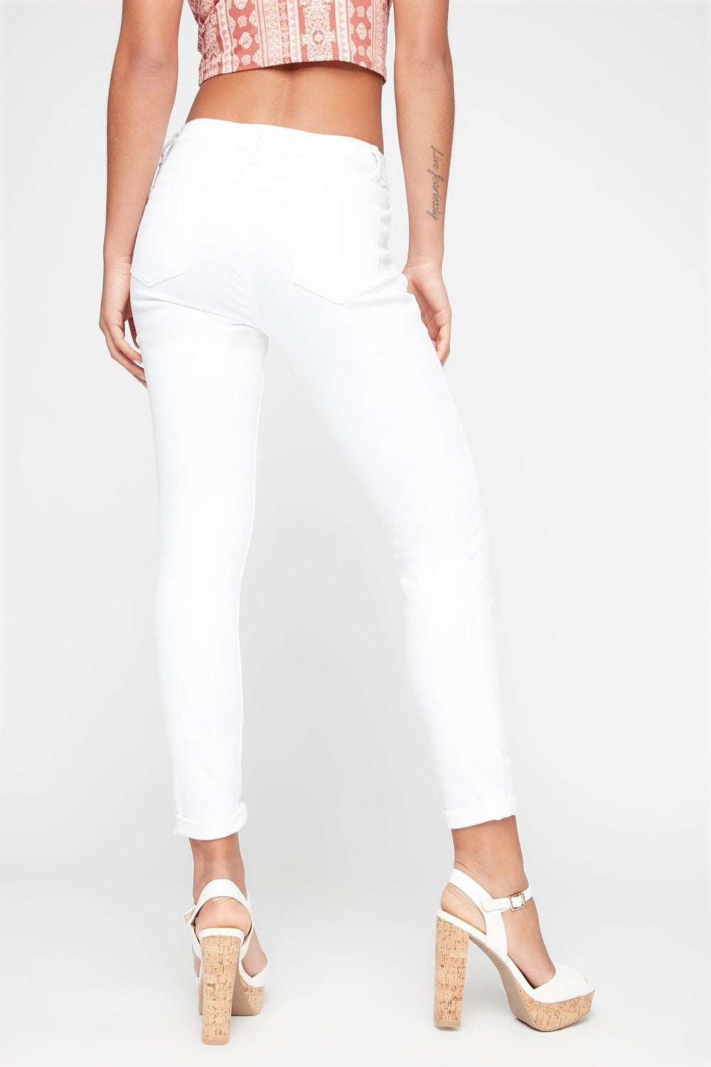 Women Distressed Coloured Skinny Jean White