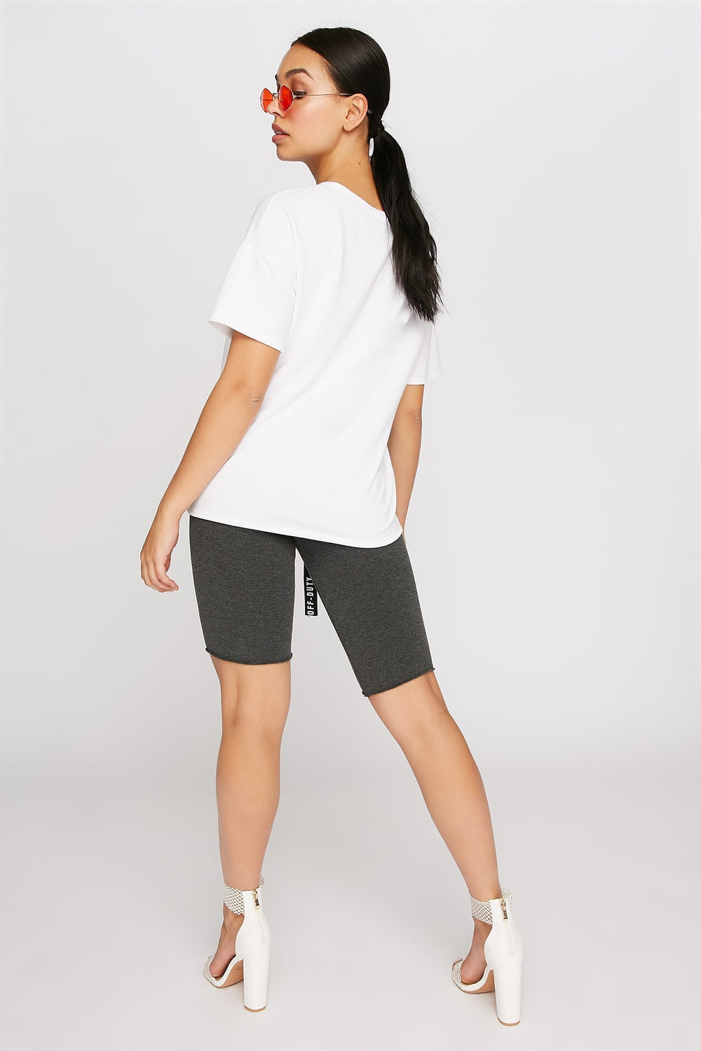 Women Off-Duty Ruched Side T-Shirt White
