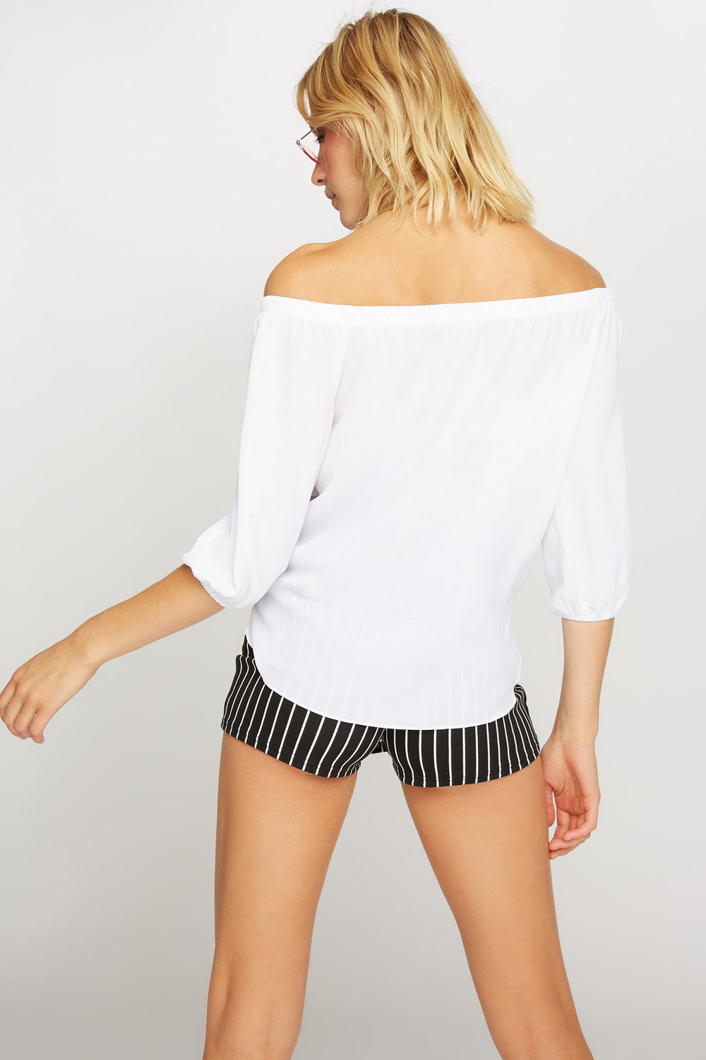 Women Off The Shoulder Front-Knot Blouse White