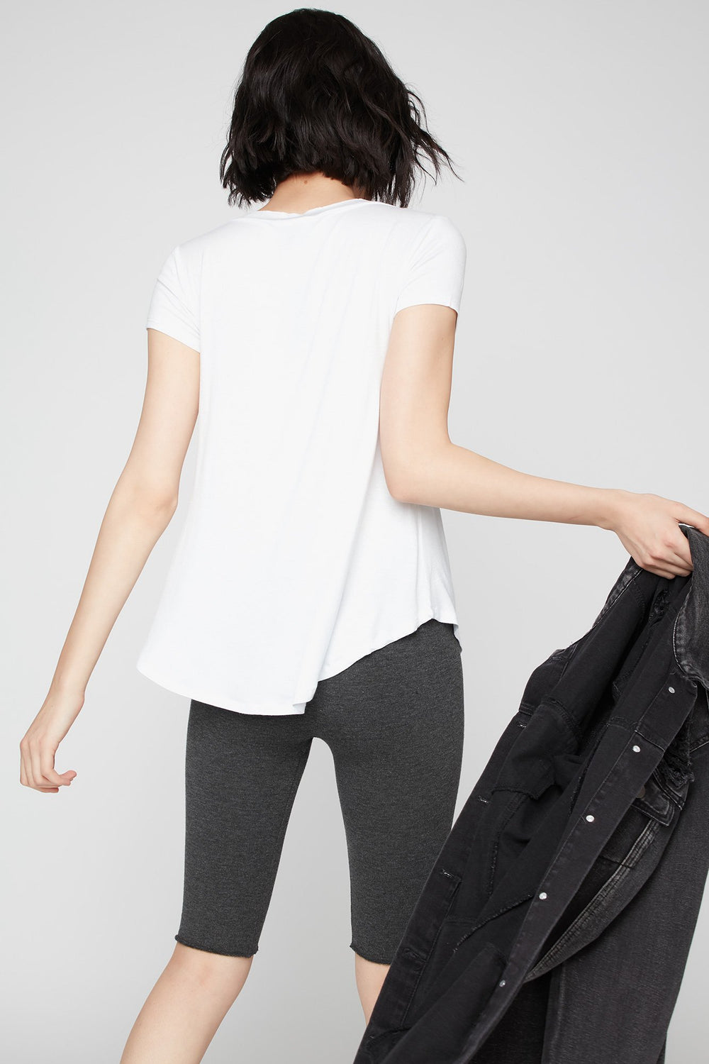 Women Pocket V-Neck T-Shirt White