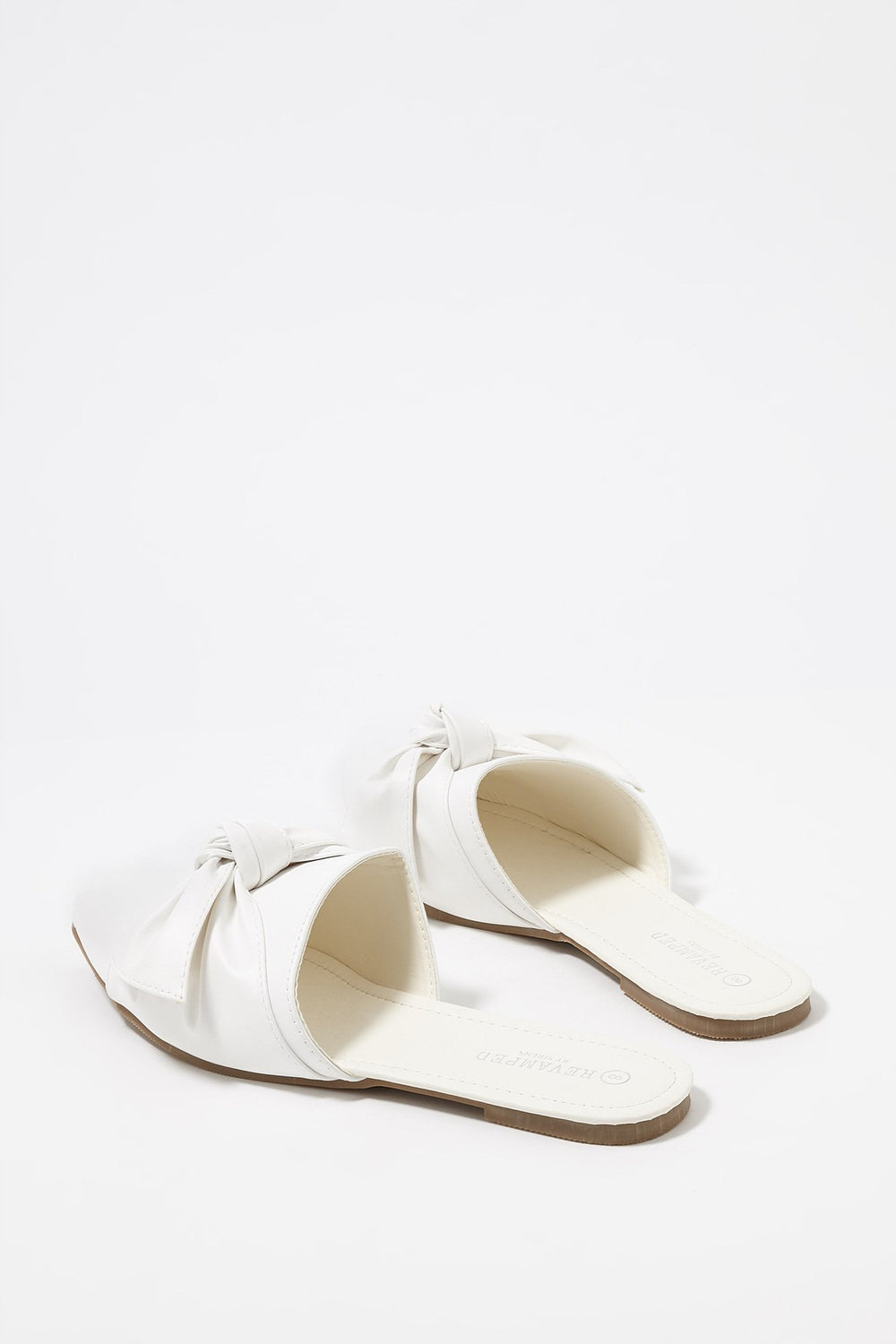 Women Pointed Bowtie Mules White