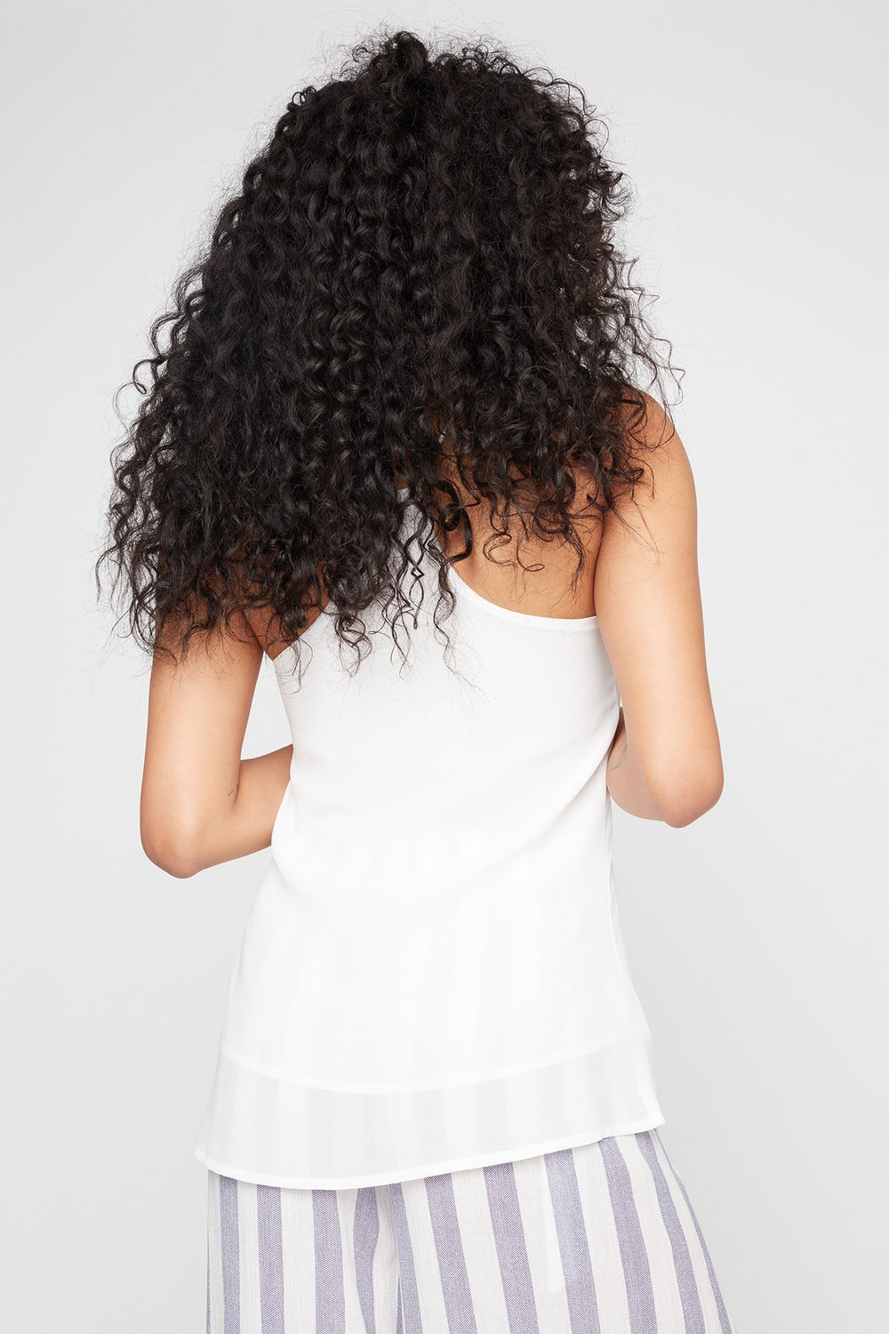 Women Racerback V-Neck Sheer Camisole White