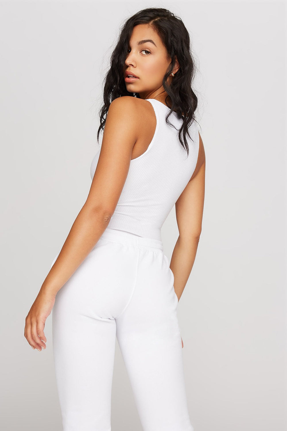 Women Striped V-Neck Ribbed Bodysuit White