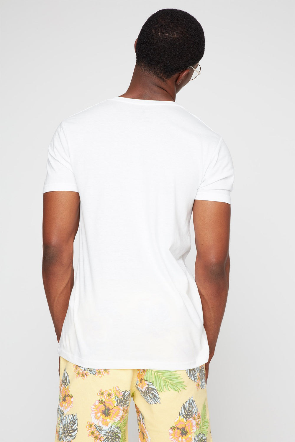 Men Basic V-Neck T-Shirt White