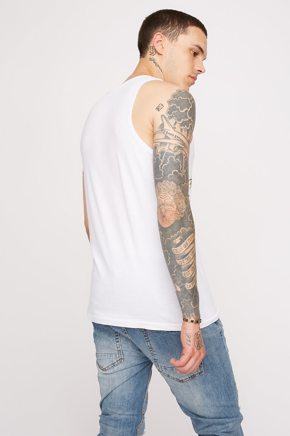 Men Carpe Noctem Butterfly Graphic Tank White