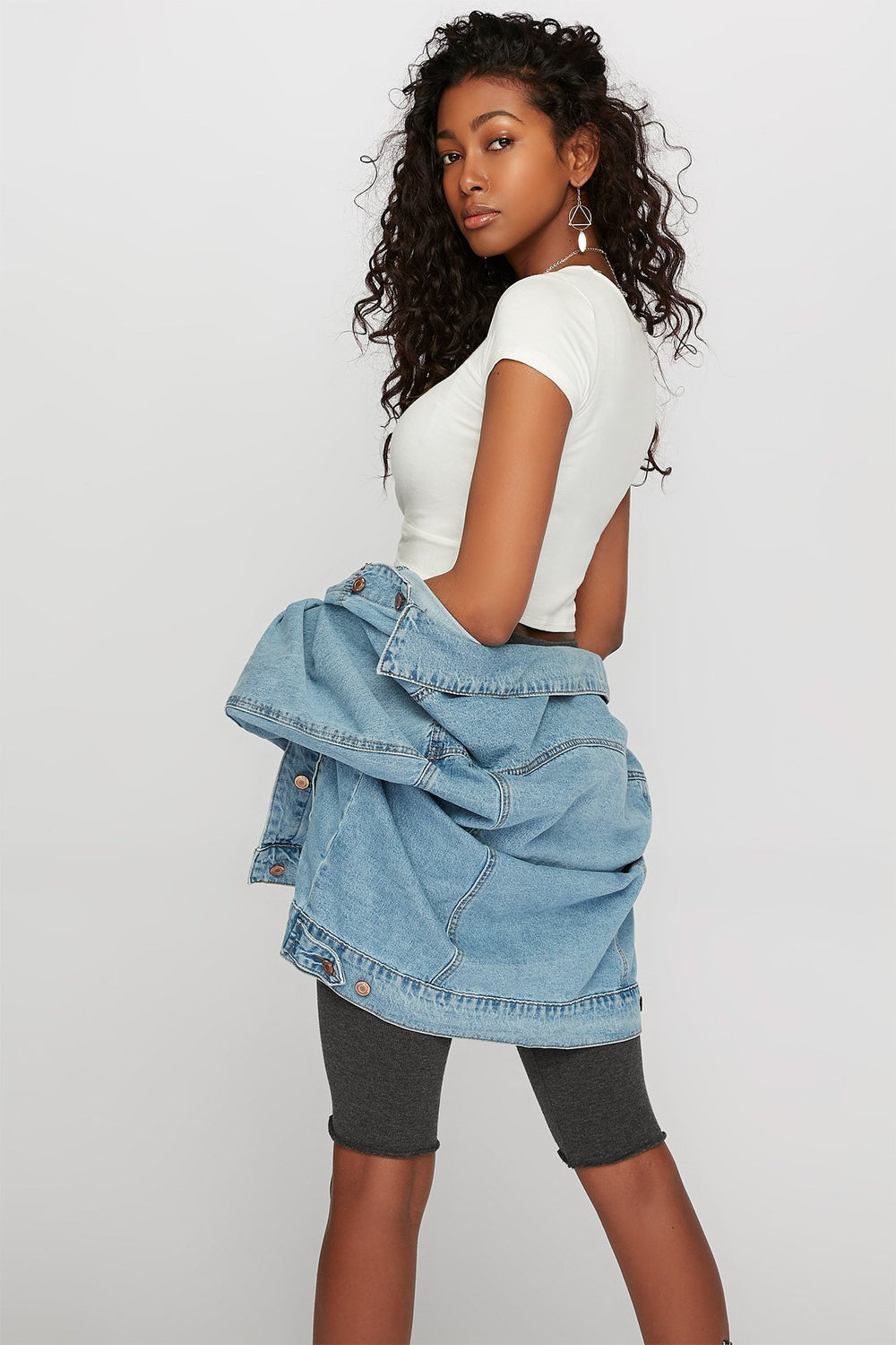 Women Cropped Front-Knot T-Shirt White