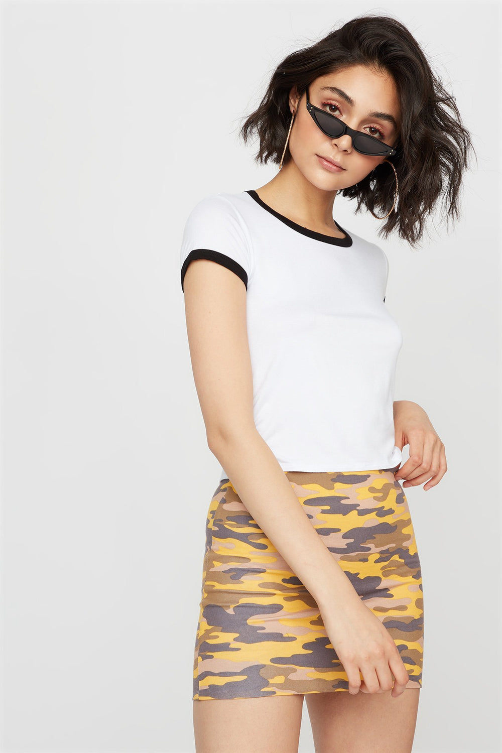 Women Cropped Ringer T-Shirt White