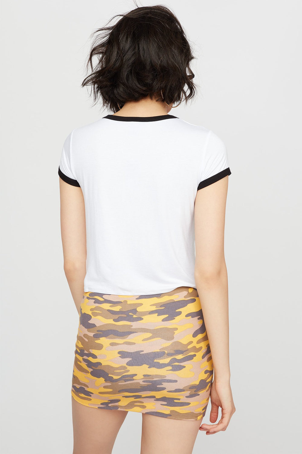 Women Cropped Ringer T-Shirt White
