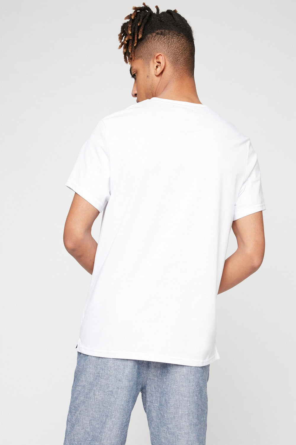 Men Henley Chambray Pocket T-Shirt White