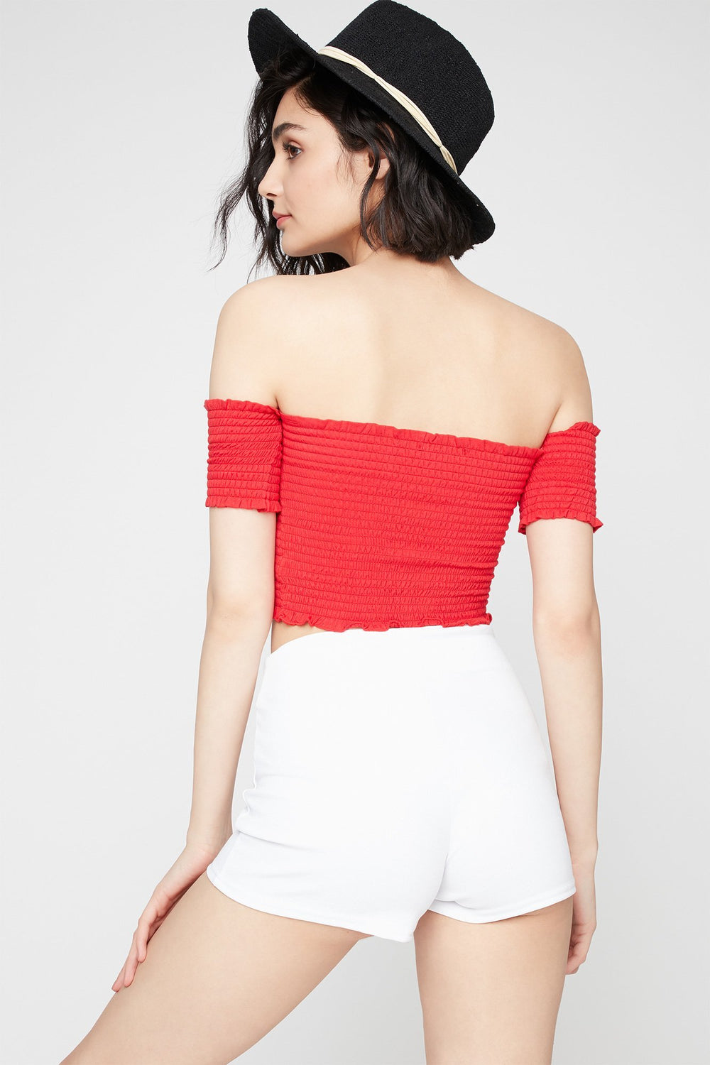 Women High-Rise Crepe Tulip Skort White