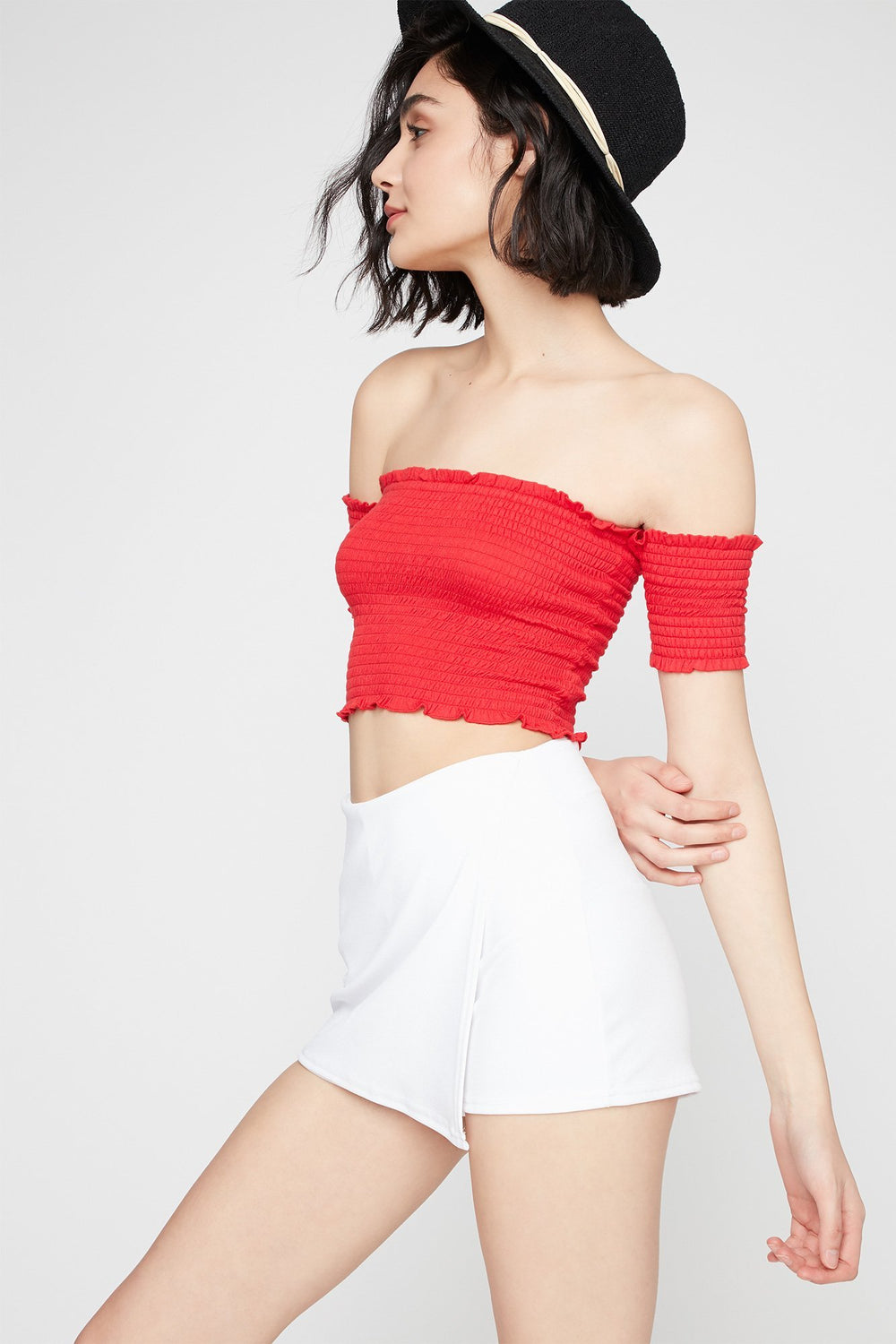 Women High-Rise Crepe Tulip Skort White