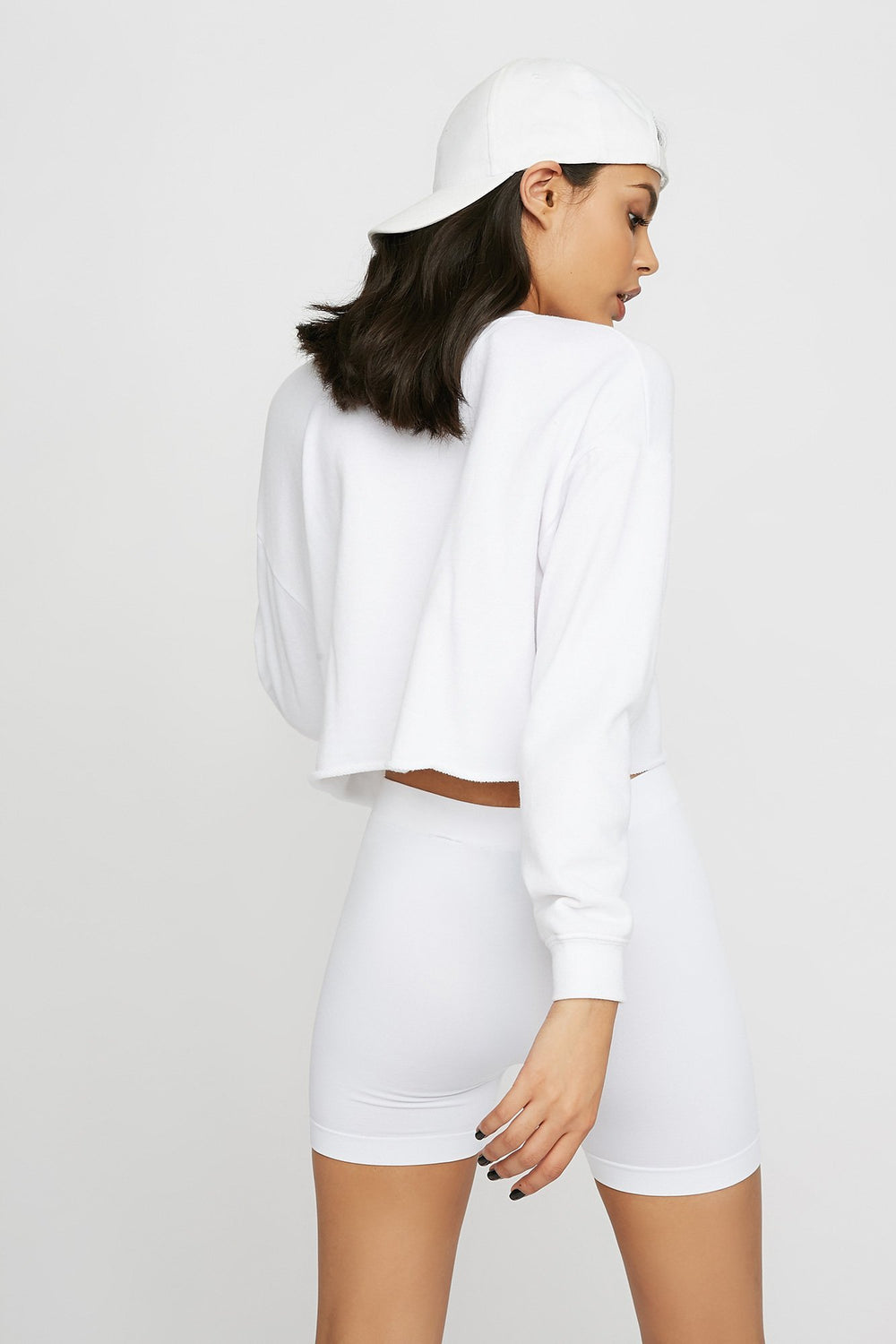 Women High-Rise Knit Biker Short White